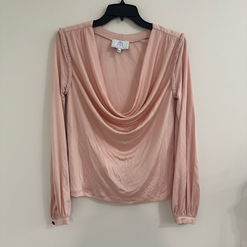 Free shipping Rebecca de ravenel Draped Cowl Neck Long Sleeve Top - Blush